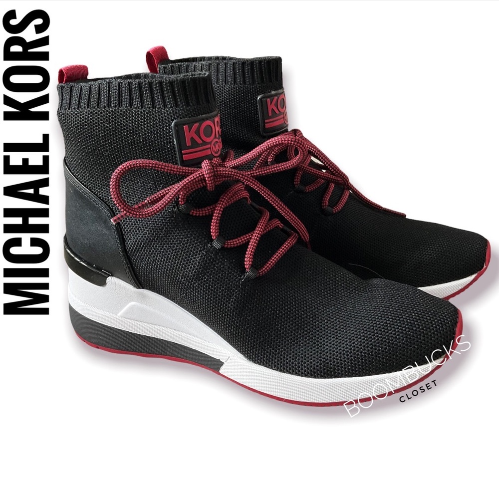 Michael Kors Skyler Lace up Bootie / Sneakers 1.5 inch Wedge Red, Black,…